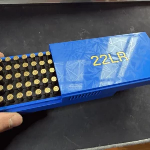 B-Box .22 LR compétition 25 m, 70 alvéoles, bleu Klein, finition diamant