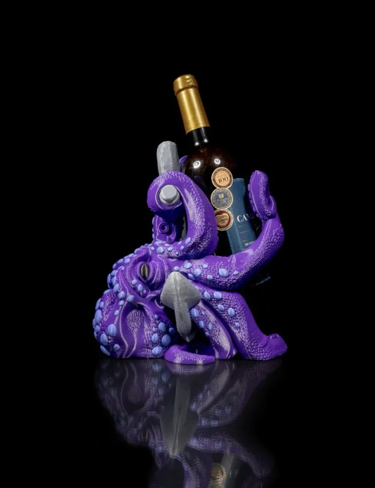 Porte-bouteille pieuvre violet imprimé en 3D